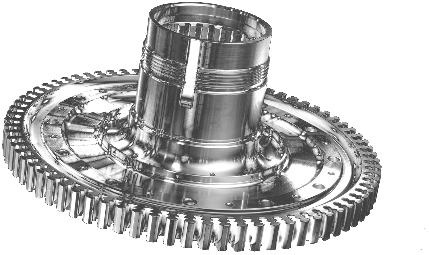 Precision machined hub with integral ring gear